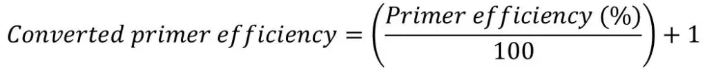 Primer efficiency converted formula Pfaffl equation