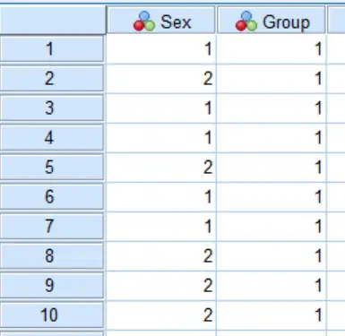 Pearson's chi-squared test in SPSS example data