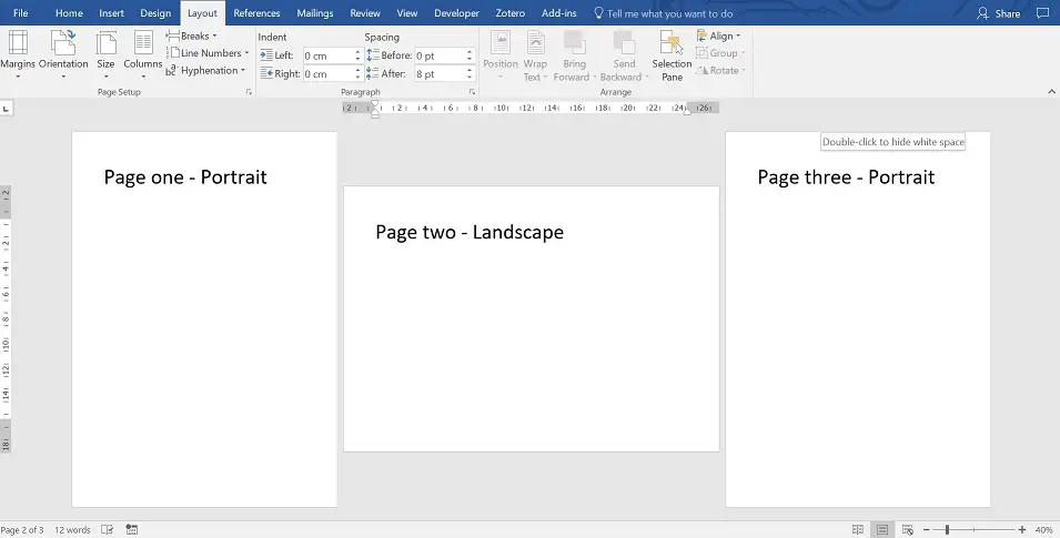 change pages to word