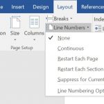 Word Document Line Numbers Options