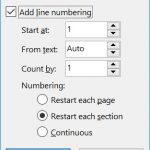 Word Line Numbers Page Setup Options
