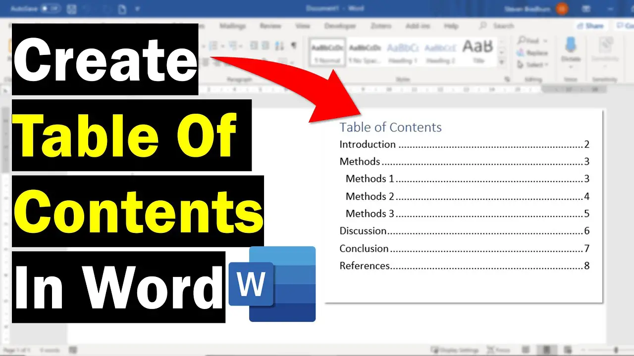 How To Make A Table Of Contents In Microsoft Word Images And Photos 