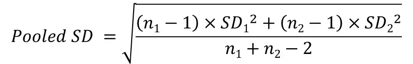 Cohen's ds pooled SD formula