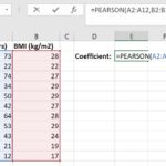 Calculate Pearson correlation coefficient in Microsoft Excel