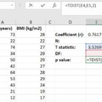 Calculate p value from t statistic in Microsoft Excel