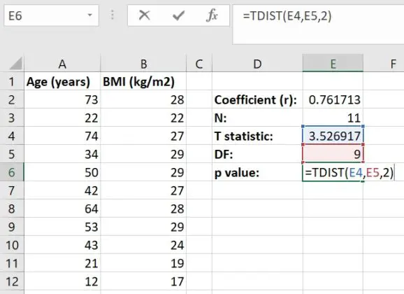 how to find correlation between two numbers in excel