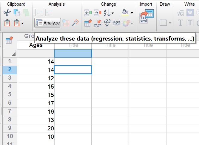 How to log transform data in GraphPad Analyze button