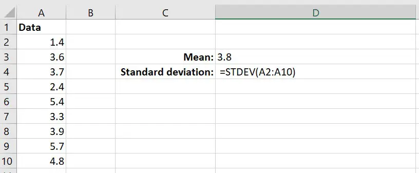 How to calculate standard deviation in Excel