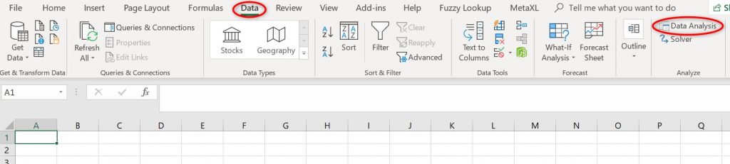 Excel Data Analysis option