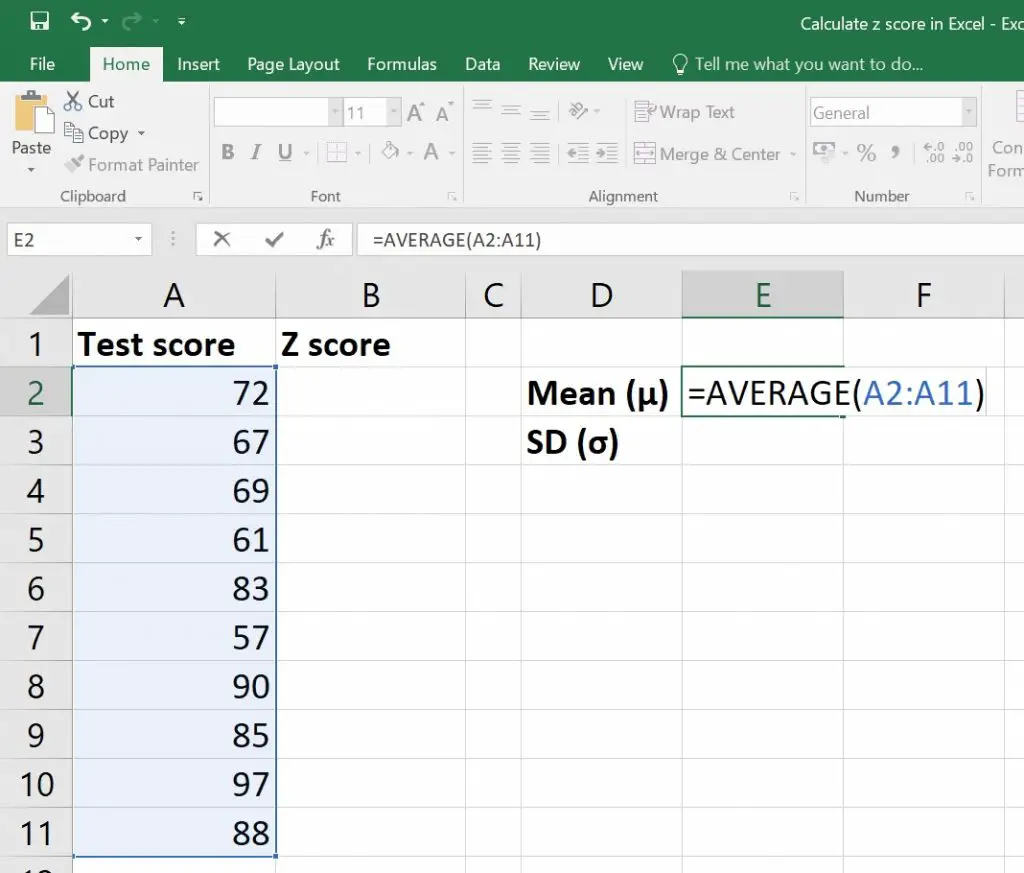 how do you find a range in excel