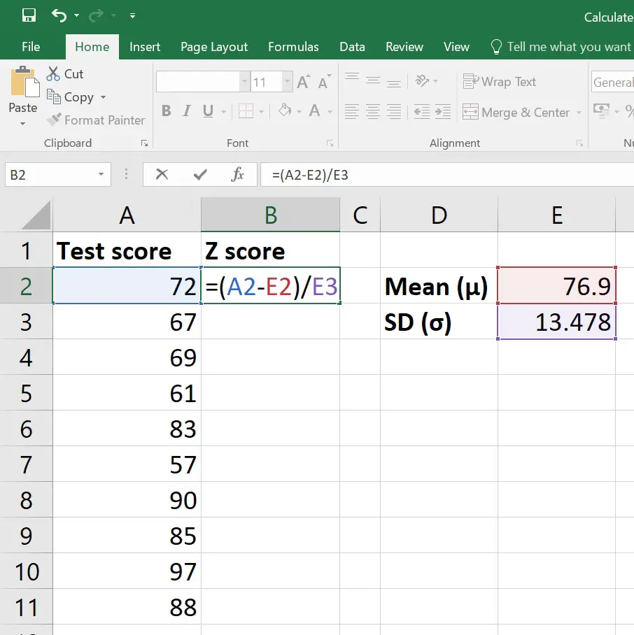 z score calculator from data set