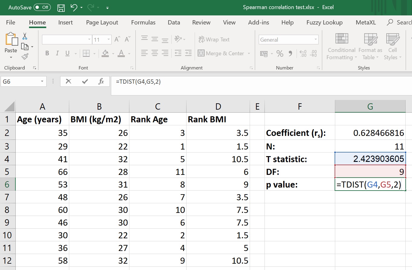 P value формула эксель. Spearman Rank correlation Test. Как посчитать p. How to calculate p value.