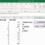 Calculate t statistic Spearman correlation Excel