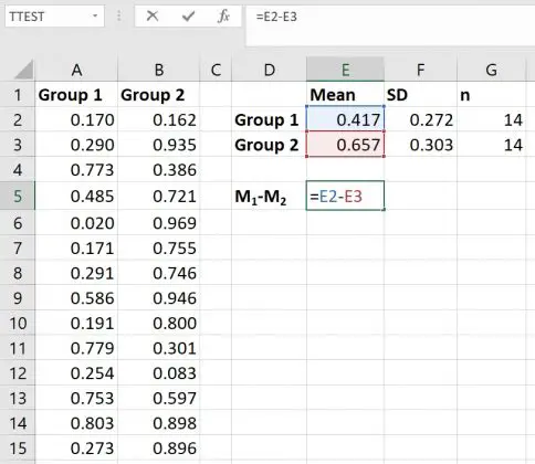 calculate mean in excel