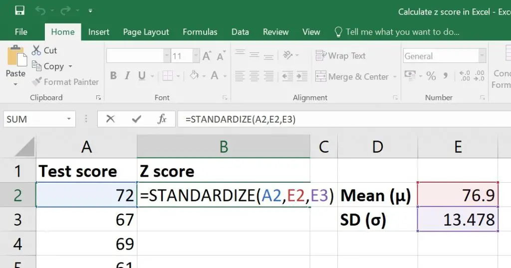 Как посчитать z score в excel