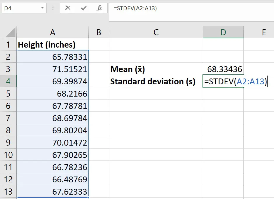 How To Calculate Mean And Standard Deviation In Excel Sheet