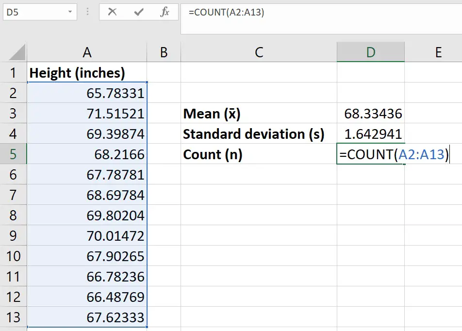 Count in Excel